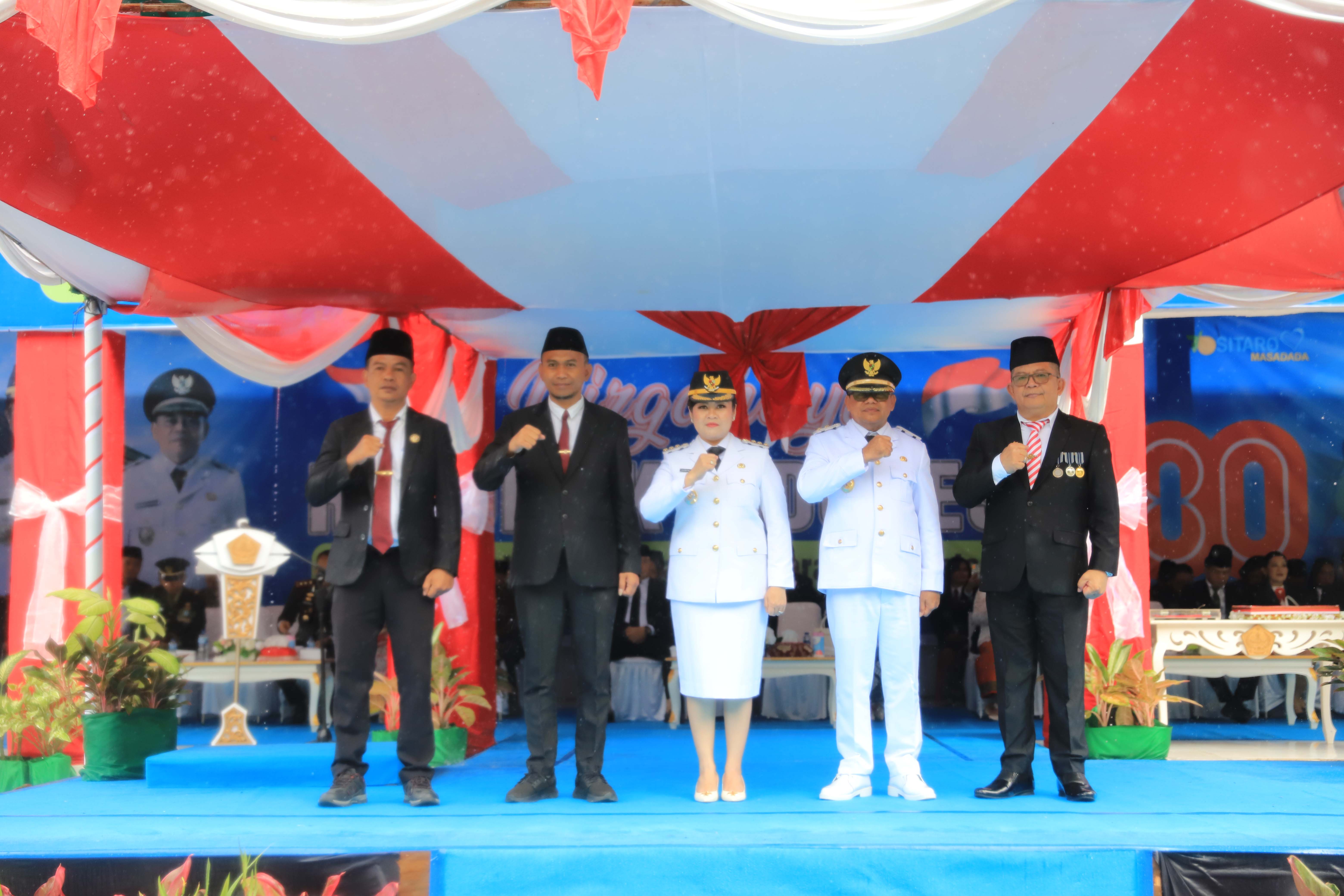 Bawaslu Sitaro Hadiri Upacara HUT RI ke-80 yang Diselenggarakan Pemda