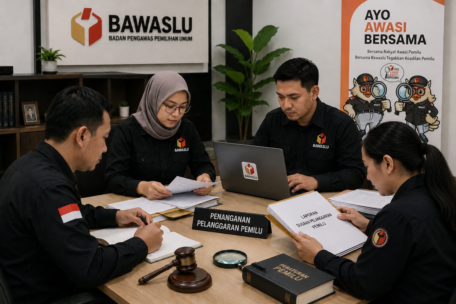 Foto: Ilustrasi AI proses penanganan pelanggaran pemilu dan pemilihan.